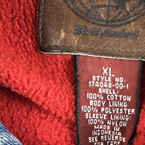 Gap Blue Jeans Jacket Mens XL Blue Denim T-Bird Patch Lined Bomber Workwear - Picture 5 of 12